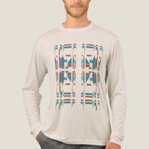 Rust Turquoise Southwest Art Look Large Tile Motif Tri-Blend Shirt