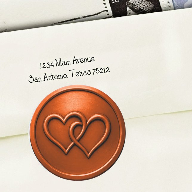 Rust Two Hearts Intertwined Wedding Classic Round Sticker (Creator Uploaded)
