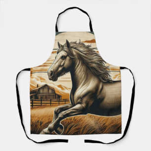 Rust/vintage horse/western apron