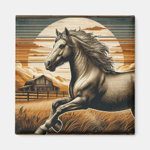 Rust/vintage horse/western magnet