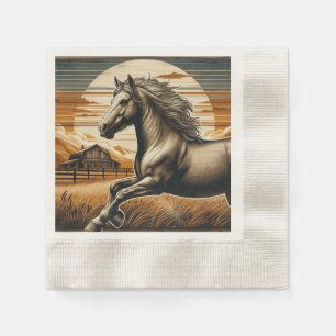 Rust/vintage horse/western napkin