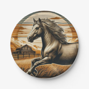 Rust/vintage horse/western  paper plate