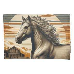 Rust/vintage horse/western pillowcase