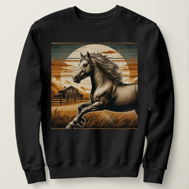 Rust/vintage horse/western  sweatshirt (Design Front)