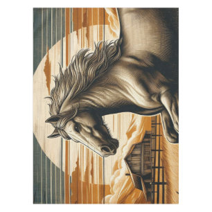 Rust/vintage horse/western  tablecloth