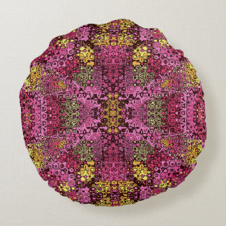 Rust violet boho tapestry round Pillow. Cushion