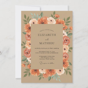 Rust Warm Watercolor Wedding Invitation