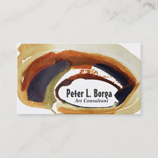 Rust Watercolor Abstract Brushstroke Art Manager Business Card (Front)
