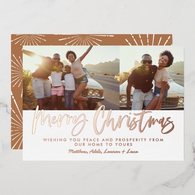 Rust white script Christmas 2 photo Holiday (Front/Back)