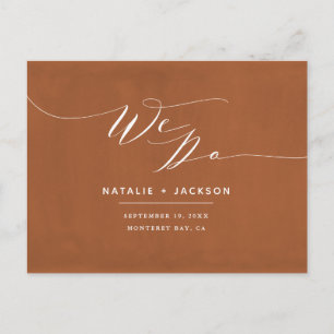 Rust + white we do elegant wedding postcard