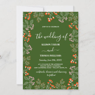 Rust Wildflower Botanical Garden Wedding Invitation