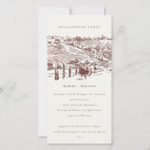 Rust Winery Mountain Sketch Engagement Invite