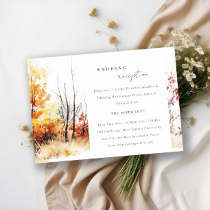 Rust Yellow Autumn Landscape Wedding Reception Enclosure Card