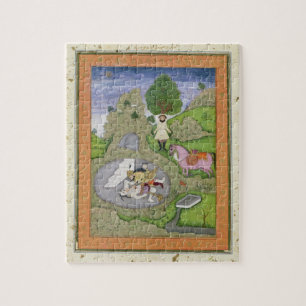 Rustam killing the White Demon, illustration from Jigsaw Puzzle