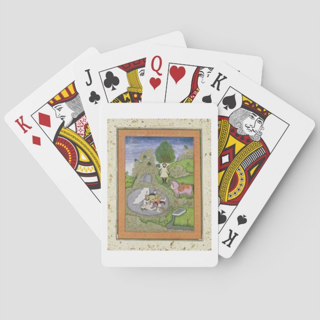 Rustam killing the White Demon, illustration from Playing Cards (Back)