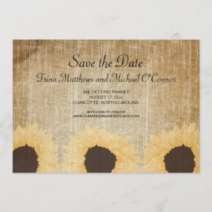 Rustc Sunflower Save the Date Invitation