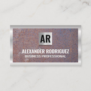 Rusted Background Metallic Border Business Card