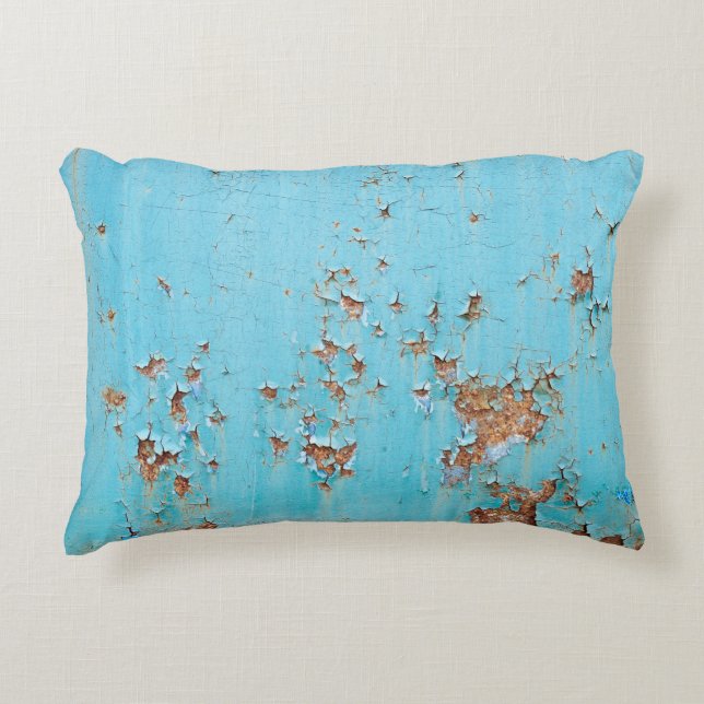 Rusted Blue Metal: Textured Wall. Decorative Cushion (Front)
