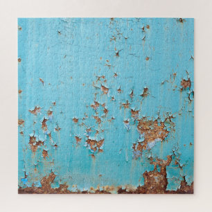 Rusted Blue Metal: Textured Wall. Jigsaw Puzzle