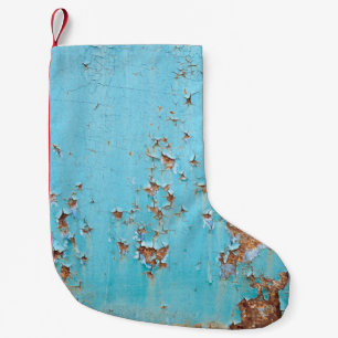 Rusted Blue Metal: Textured Wall. Small Christmas Stocking