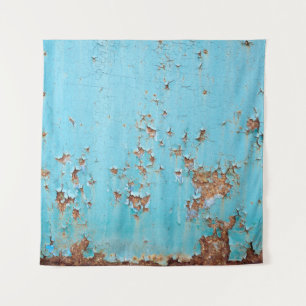 Rusted Blue Metal: Textured Wall. Tapestry