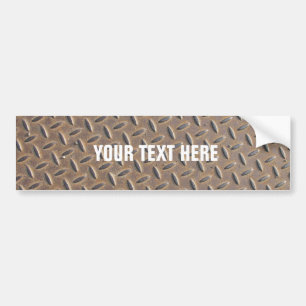 Rusted chequered plate made from steel or metal bumper sticker
