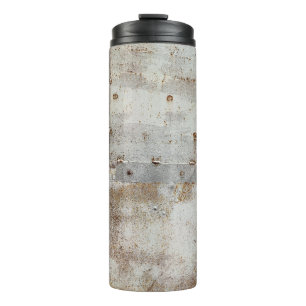 Rusted colourful metal wall, streaks. thermal tumbler