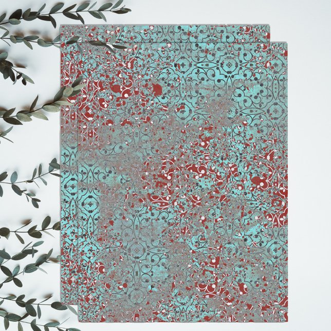 Rusted Copper Patina Cement Textured Damask Tissue Paper (Creator Uploaded)