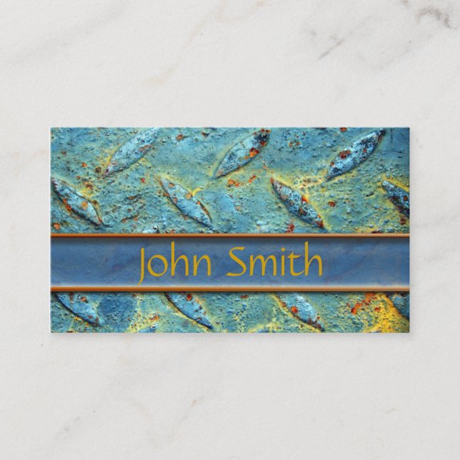 Rusted Diamond Plate Metal Business Card (Front)