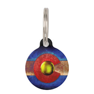Rusted Metal Colorado Flag Pet Tag