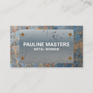 Rusted Metal Scratched Metallic with Screws Appointment Card