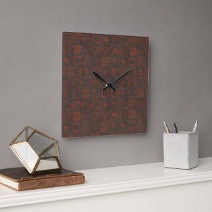 Rusted Metal Squares Square Wall Clock