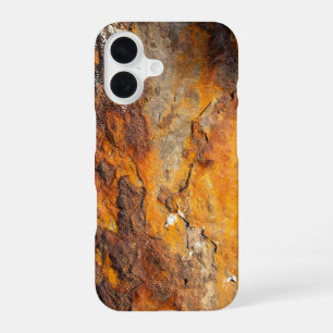 Rusted metal surface with peeling iPhone 16 case