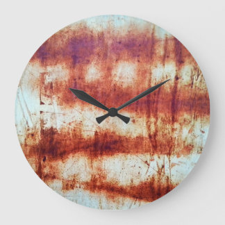 Rusted metal, textured background. large clock