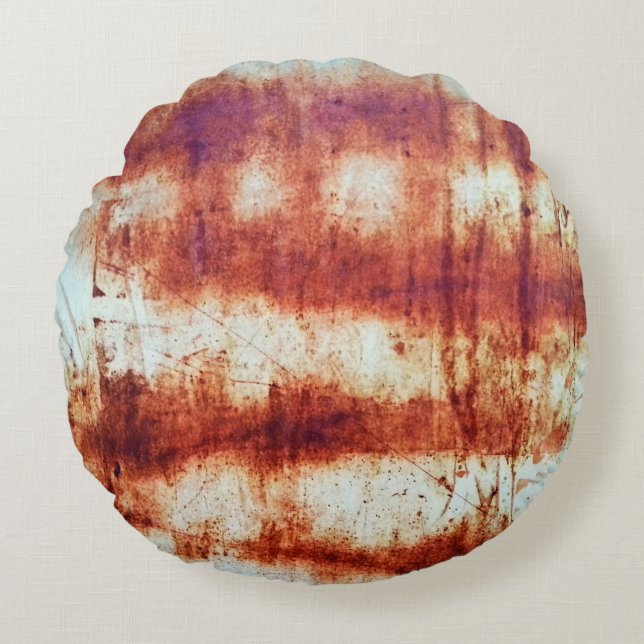 Rusted metal, textured background. round cushion (Front)