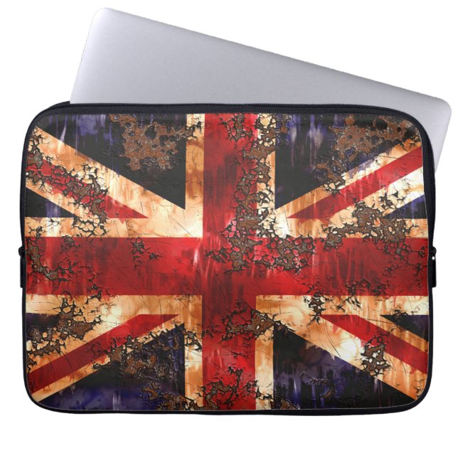 Rusted Patriotic United Kingdom Flag Laptop Sleeve (Front)
