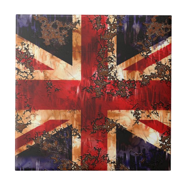 Rusted Patriotic United Kingdom Flag Tile (Front)