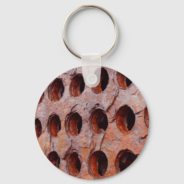 Rusted Perforated Metal Key Ring (Front)