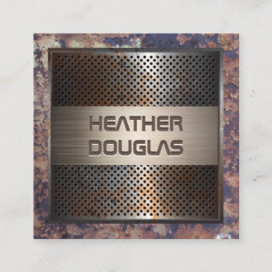Rusted Perforated Metal Vintage Background Square Business Card