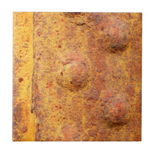 Rusted Riveted Metal Ceramic Tile
