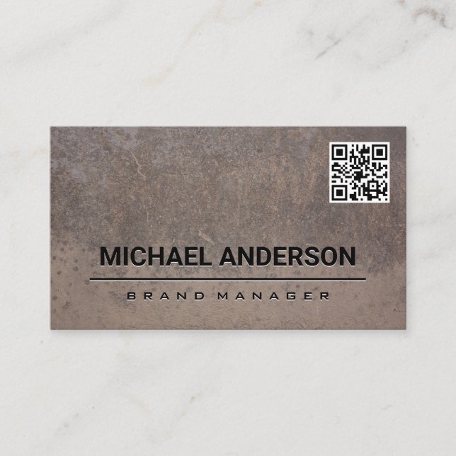 Rusted Texture Metal | QR Code Business Card (Front)
