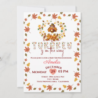 Rusti Little Turkey Personalized Baby Shower  Invitation