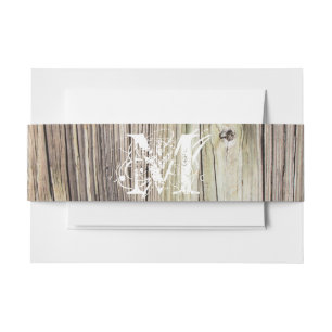 Rusti Wood Monogrammed Invitation Belly Band