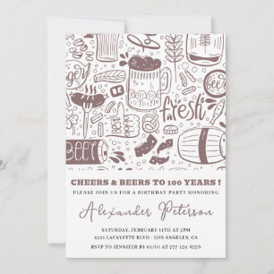 Rustic 100th birthday invitations Beer Vintage