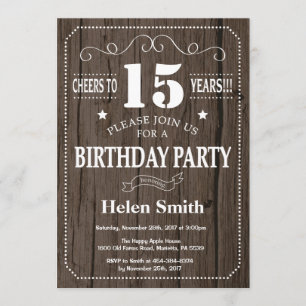 Rustic 15th Birthday Invitation