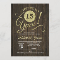 Rustic 15th Wedding Anniversary - Gold Wood