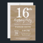 Rustic 16th Birthday Invitation<br><div class="desc">Rustic 16th Birthday Invitation. Rustic Wood Background. Vintage Retro Birthday. Kids Birthday. Boy or Girl Bday Invite. 13th 15th 16th 18th 20th 21st 30th 40th 50th 60th 70th 80th 90th 100th, Any age. For further customisation, please click the "Customise it" button and use our design tool to modify this template....</div>