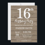 Rustic 16th Birthday Invitation<br><div class="desc">Rustic 16th Birthday Invitation. Rustic Wood Background. Vintage Retro Birthday. Kids Birthday. Boy or Girl Bday Invite. 13th 15th 16th 18th 20th 21st 30th 40th 50th 60th 70th 80th 90th 100th, Any age. For further customisation, please click the "Customise it" button and use our design tool to modify this template....</div>