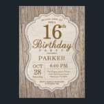 Rustic 16th Birthday Invitation Wood<br><div class="desc">Rustic 16th Birthday Invitation Wood Background. Adult Birthday Party. Man Birthday Bash Invite. 13th 16th 18th 20th 21st 30th 40th 50th 60th 70th 80th 90th 100th,  Any age. For further customisation,  please click the "Customise it" button and use our design tool to modify this template.</div>