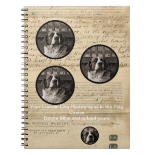 Rustic 1860's Your Custom Dog Art Ephemera Print Spiral Notebook